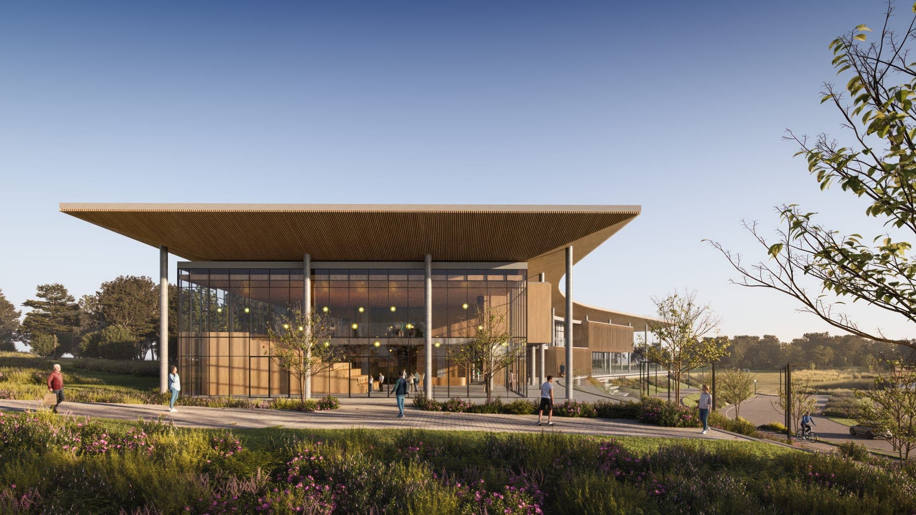 Edifício acadêmico do campus — render arquitetônico